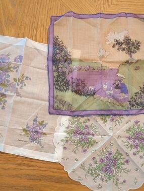 Lavender Vintage Designer Handkerchief Bundle